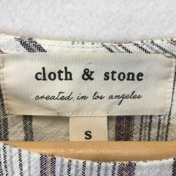 Cloth & Stone Striped Linen Blend Button Back Shirt Dress. - Picture 11 of 12